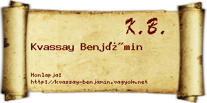 Kvassay Benjámin névjegykártya